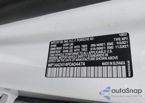 2023 Porsche Cayenne Platinum Edition из США, поврежденный, VIN WP1AA2AY4PDA04474